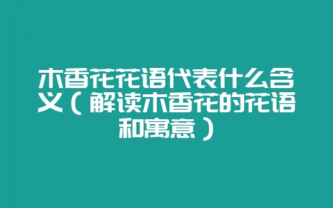木香花花语代表什么含义（解读木香花的花语和寓意）-会东网