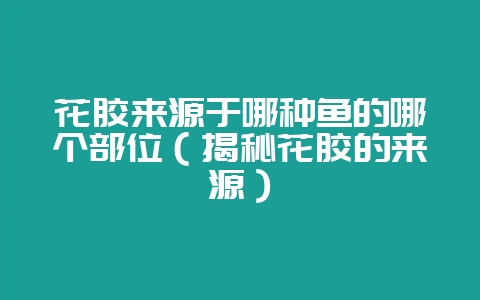 花胶来源于哪种鱼的哪个部位(揭秘花胶的来源)-会东网