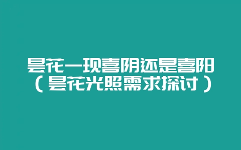 昙花一现喜阴还是喜阳(昙花光照需求探讨)-会东网