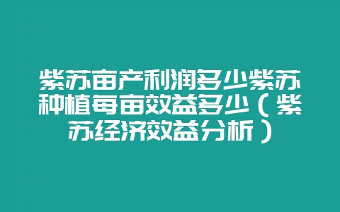 紫苏亩产利润多少紫苏种植每亩效益多少（紫苏经济效益分析）-会东网