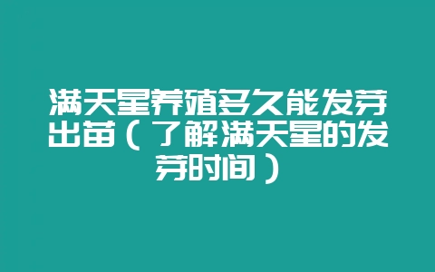 满天星养殖多久能发芽出苗（了解满天星的发芽时间）-会东网