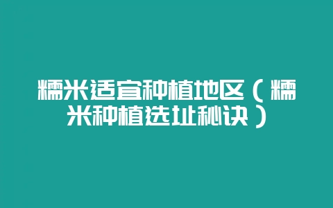 糯米适宜种植地区（糯米种植选址秘诀）-会东网