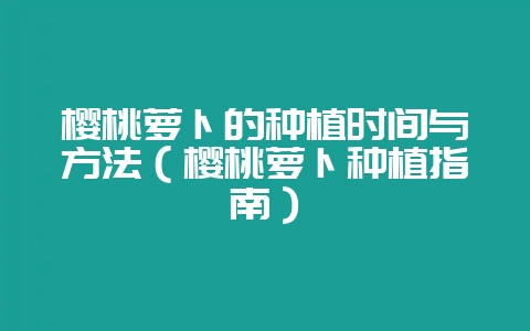 樱桃萝卜的种植时间与方法（樱桃萝卜种植指南）-会东网
