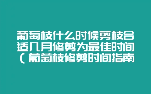 葡萄枝什么时候剪枝合适几月修剪为最佳时间（葡萄枝修剪时间指南-会东网