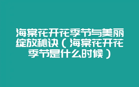 海棠花开花季节与美丽绽放秘诀（海棠花开花季节是什么时候）-会东网