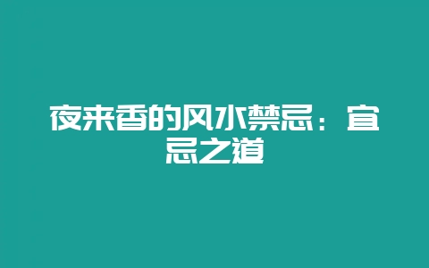 夜来香的风水禁忌：宜忌之道-会东网