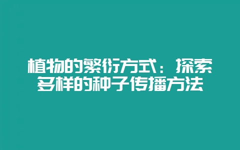 植物的繁衍方式：探索多样的种子传播方法-会东网