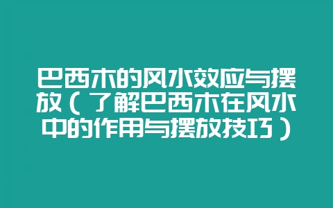 巴西木的风水效应与摆放（了解巴西木在风水中的作用与摆放技巧）-会东网
