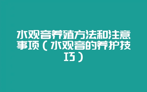 水观音养殖方法和注意事项（水观音的养护技巧）-会东网