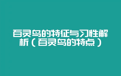 百灵鸟的特征与习性解析（百灵鸟的特点）-会东网