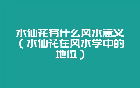 水仙花有什么风水意义（水仙花在风水学中的地位）-会东网