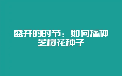 盛开的时节：如何播种芝樱花种子-会东网