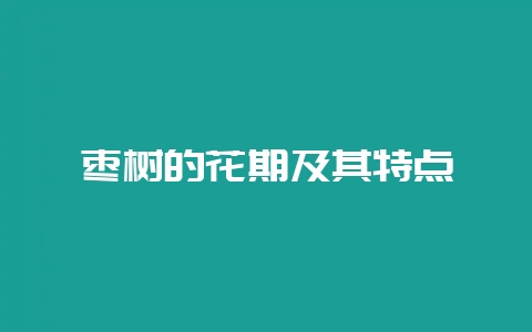 枣树的花期及其特点-会东网