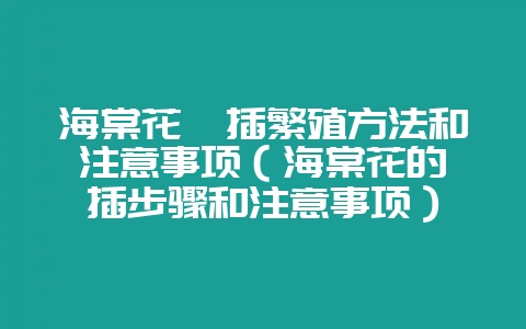 海棠花扦插繁殖方法和注意事项（海棠花的扦插步骤和注意事项）-会东网