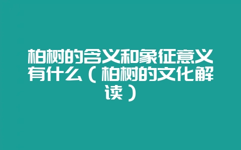 柏树的含义和象征意义有什么（柏树的文化解读）-会东网