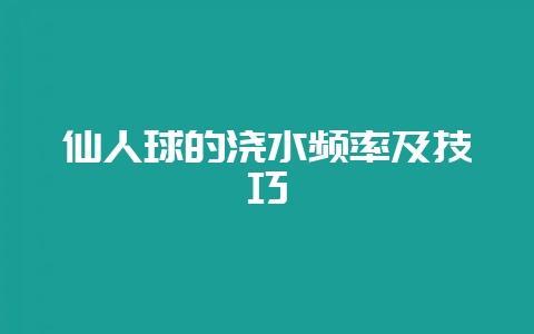 仙人球的浇水频率及技巧-会东网