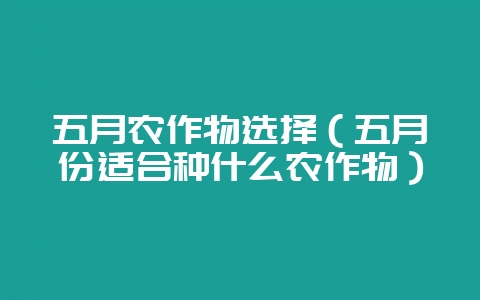 五月农作物选择（五月份适合种什么农作物）-会东网