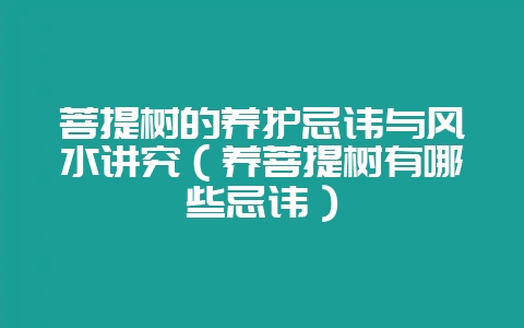 菩提树的养护忌讳与风水讲究（养菩提树有哪些忌讳）-会东网