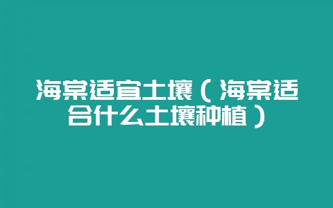 海棠适宜土壤（海棠适合什么土壤种植）-会东网