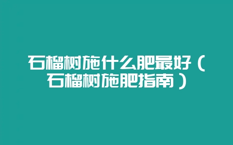 石榴树施什么肥最好（石榴树施肥指南）-会东网