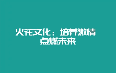 火花文化：培养激情 点燃未来-会东网