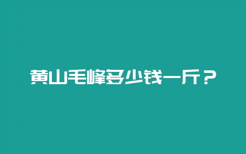 黄山毛峰多少钱一斤？-会东网