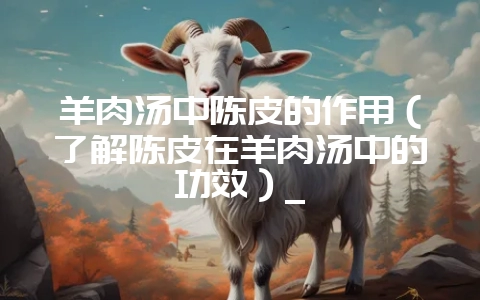 羊肉汤中陈皮的作用(了解陈皮在羊肉汤中的功效)_-会东网