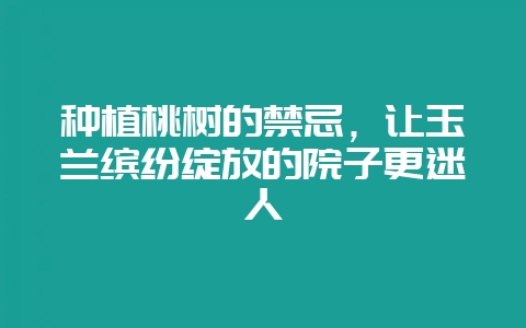 种植桃树的禁忌，让玉兰缤纷绽放的院子更迷人-会东网