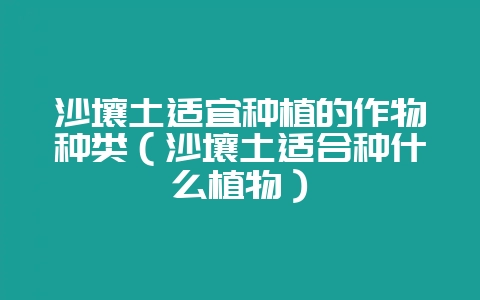 沙壤土适宜种植的作物种类(沙壤土适合种什么植物)-会东网