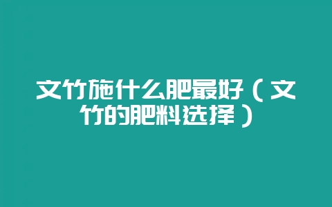 文竹施什么肥最好(文竹的肥料选择)-会东网