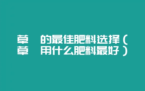 草莓的最佳肥料选择(草莓用什么肥料最好)-会东网