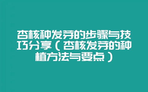 杏核种发芽的步骤与技巧分享(杏核发芽的种植方法与要点)-会东网