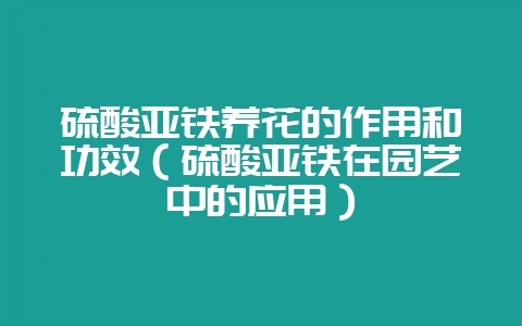 硫酸亚铁养花的作用和功效（硫酸亚铁在园艺中的应用）-会东网