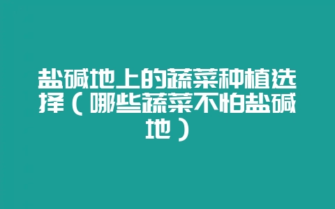 盐碱地上的蔬菜种植选择（哪些蔬菜不怕盐碱地）-会东网