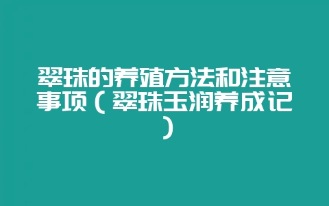 翠珠的养殖方法和注意事项(翠珠玉润养成记)-会东网