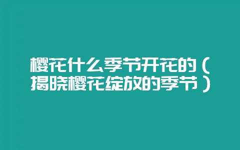樱花什么季节开花的（揭晓樱花绽放的季节）-会东网
