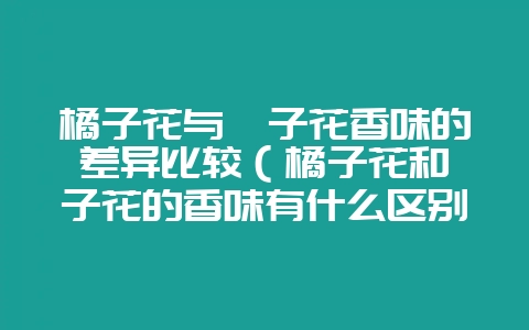 橘子花与栀子花香味的差异比较（橘子花和栀子花的香味有什么区别-会东网