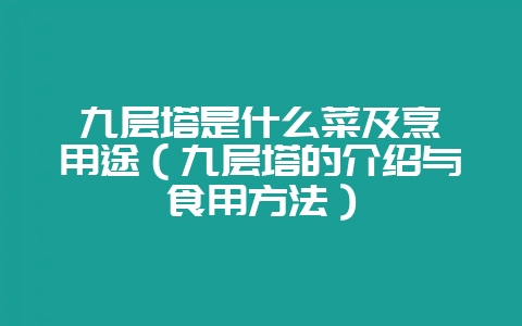 九层塔是什么菜及烹饪用途（九层塔的介绍与食用方法）-会东网