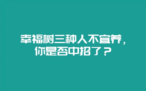 幸福树三种人不宜养，你是否中招了？-会东网