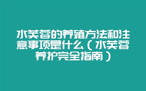 水芙蓉的养殖方法和注意事项是什么（水芙蓉养护完全指南）-会东网