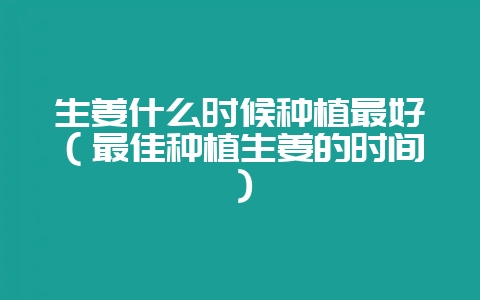 生姜什么时候种植最好(最佳种植生姜的时间)-会东网
