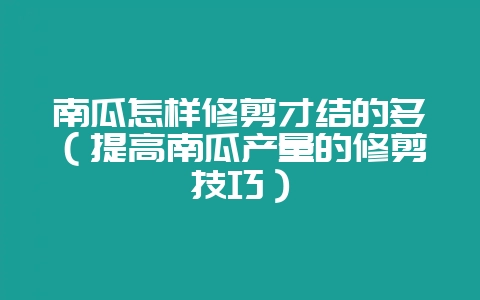 南瓜怎样修剪才结的多(提高南瓜产量的修剪技巧)插图 南瓜怎样修剪才结的多(提高南瓜产量的修剪技巧)插图
