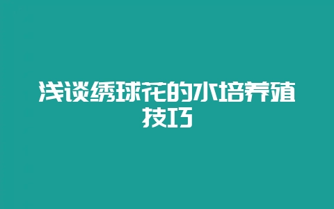 浅谈绣球花的水培养殖技巧-会东网