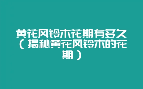 黄花风铃木花期有多久（揭秘黄花风铃木的花期）-会东网