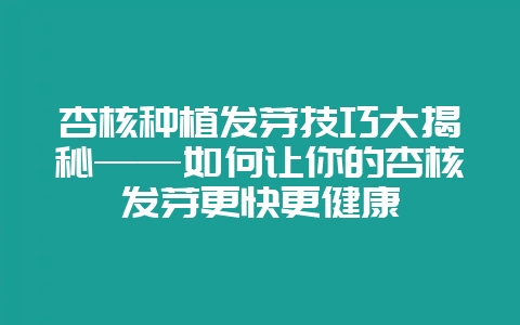 杏核种植发芽技巧大揭秘——如何让你的杏核发芽更快更健康-会东网