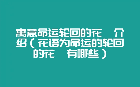 寓意命运轮回的花卉介绍（花语为命运的轮回的花卉有哪些）-会东网