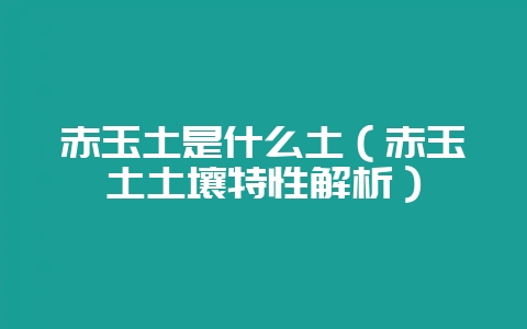 赤玉土是什么土（赤玉土土壤特性解析）-会东网