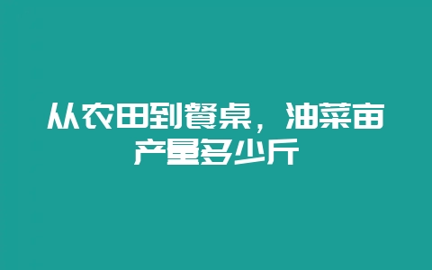 从农田到餐桌，油菜亩产量多少斤-会东网