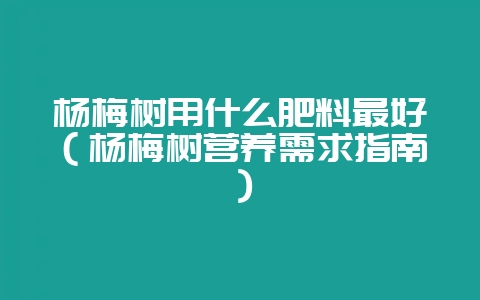 杨梅树用什么肥料最好（杨梅树营养需求指南）-会东网