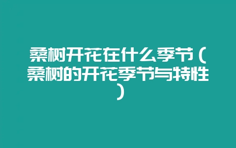 桑树开花在什么季节(桑树的开花季节与特性)-会东网